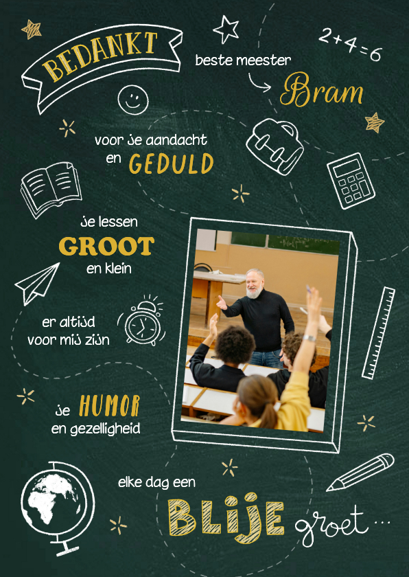 Bedankt schoolbord juf meester - Bedankkaartjes Bedankkaartjes - Bedankt schoolbord juf meester