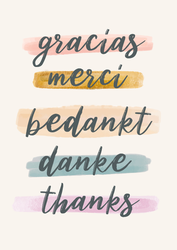 Bedanktkaart met verfstrepen - Bedankkaartjes Bedankkaartjes - Bedanktkaart met verfstrepen