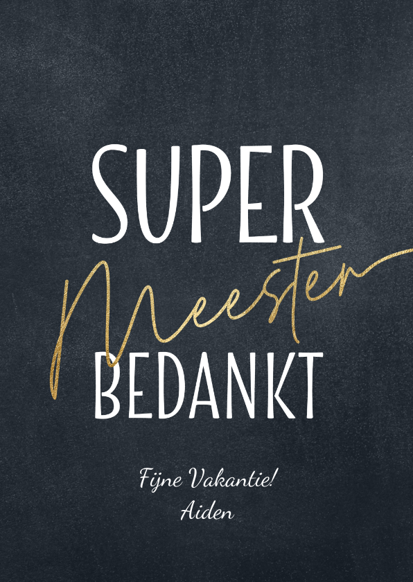 Bedankkaartjes - Hippe bedankkaart meester schooljaar