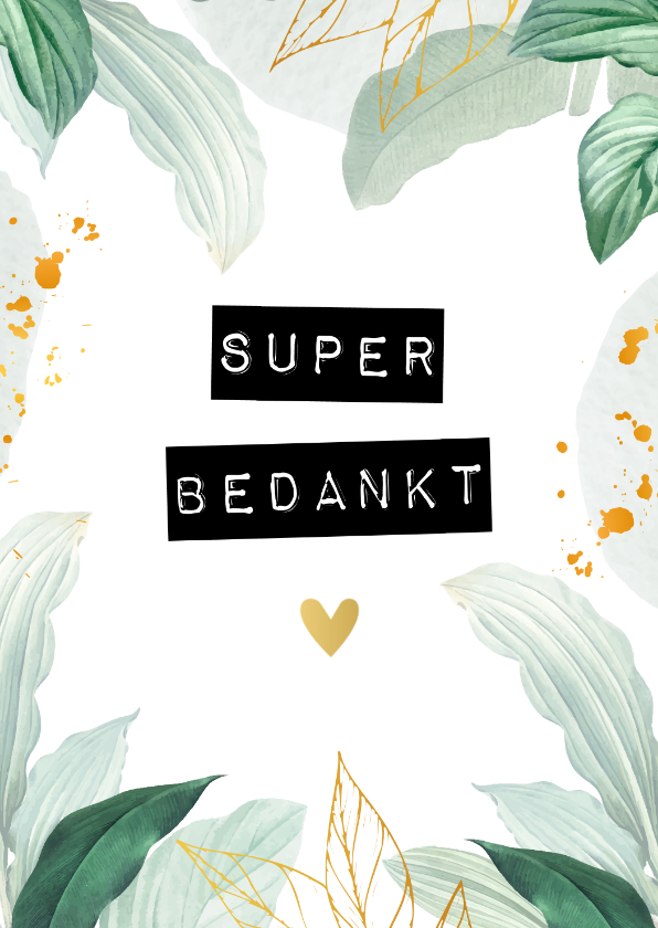 Berouw Avondeten Ga naar beneden Kaart'super bedankt' aquarel - Bedankkaartjes | Kaartje2go