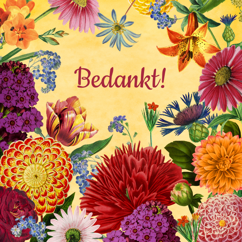 Bedankkaartjes - Kleurrijke bloemen bedank kaart 