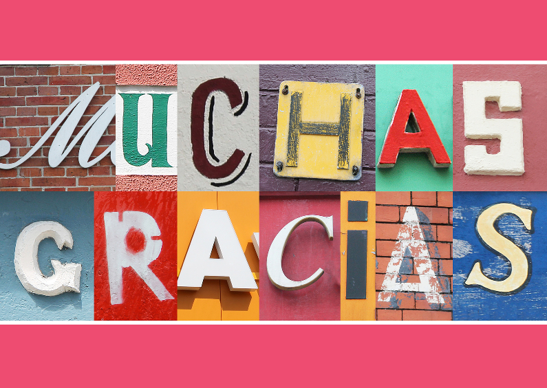 Letters Muchas gracias - Bedankkaartjes Bedankkaartjes - Letters Muchas gracias
