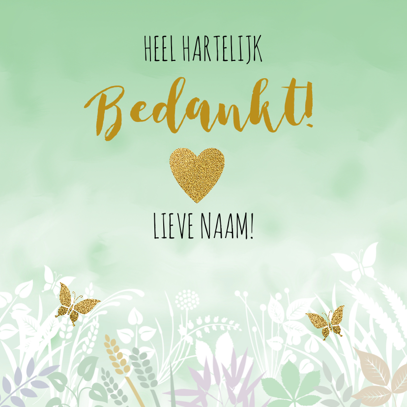 Mooie bedankkaart met bloemen, blaadjes in pasteltinten - Bedankkaartjes Bedankkaartjes - Mooie bedankkaart met bloemen, blaadjes in pasteltinten