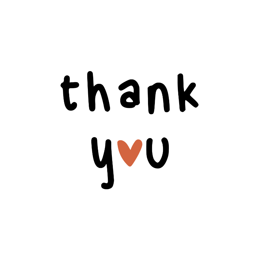 Nierstichting Thank You met een hartje - Bedankkaartjes Bedankkaartjes - Nierstichting Thank You met een hartje
