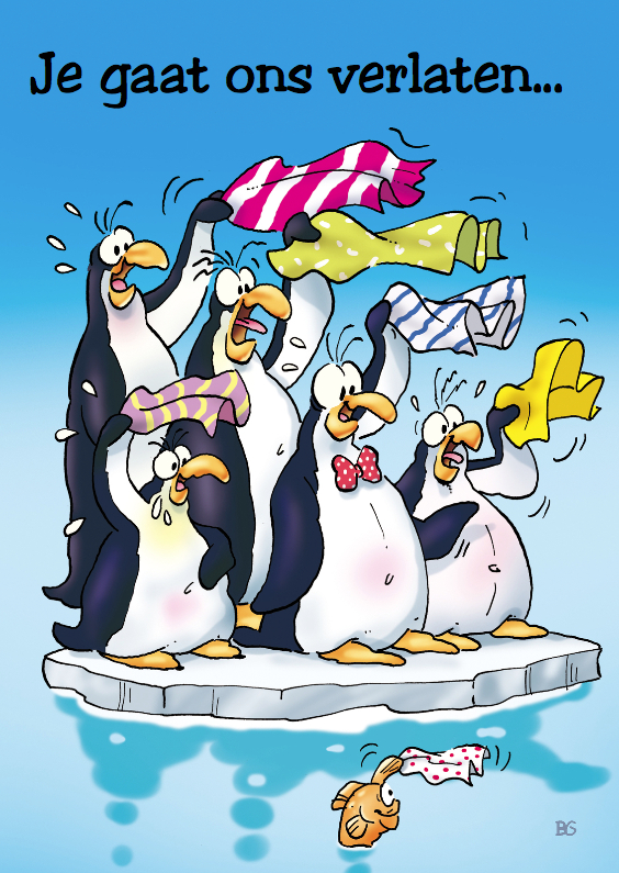 penguins afscheid 1 pinguins zwaaien - Bedankkaartjes Bedankkaartjes - penguins afscheid 1 pinguins zwaaien
