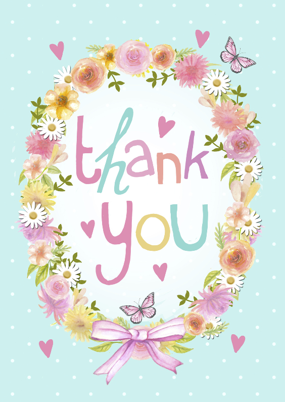 Bedankkaartjes - Thank You bloemenkrans