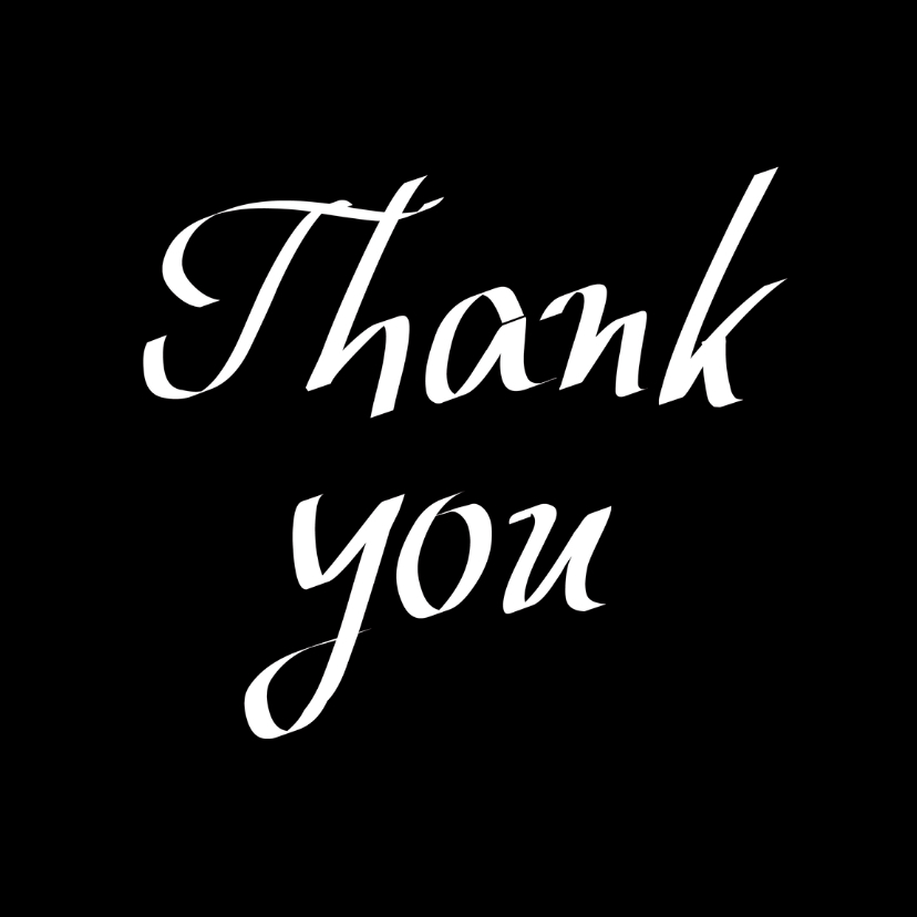 Thank you, zwarte kaart - Bedankkaartjes Bedankkaartjes - Thank you, zwarte kaart