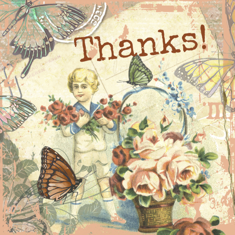 Bedankkaartjes - Thanks vintage jongen