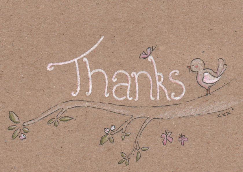Thanks Vogeltje - Bedankkaartjes Bedankkaartjes - Thanks Vogeltje