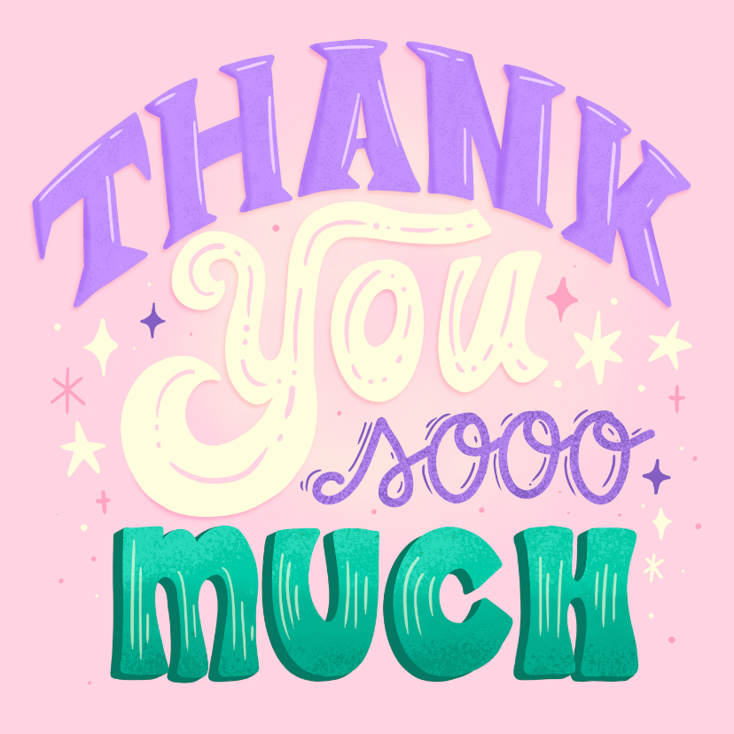 Typografische bedankkaart Thank You - Bedankkaartjes Bedankkaartjes - Typografische bedankkaart Thank You
