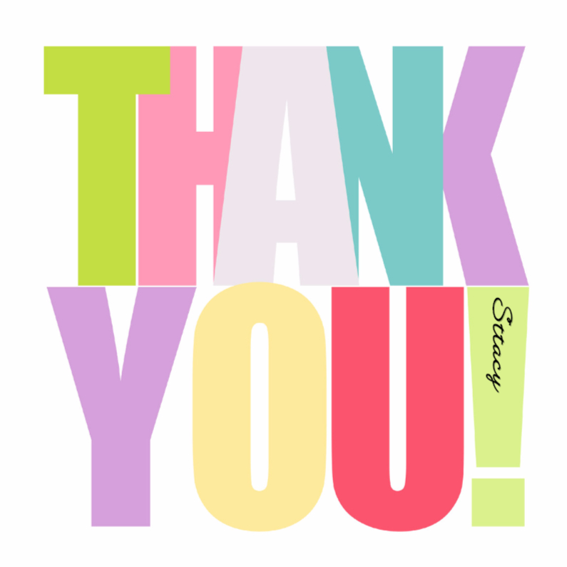Woorden Thank you! - BK - Bedankkaartjes Bedankkaartjes - Woorden Thank you! - BK