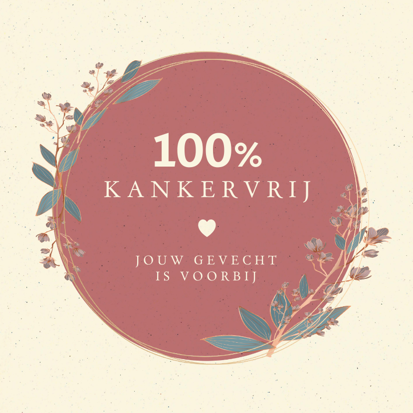 Beterschapskaarten - Beterschap 100% kankervrij, jouw gevecht is voorbij