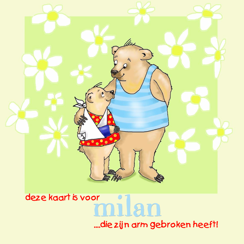 Beterschap beertje gebroken arm - Beterschapskaarten Beterschapskaarten - Beterschap beertje gebroken arm
