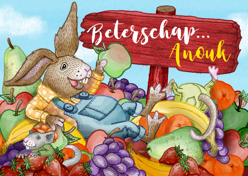 Beterschapskaarten - Beterschap fruit dieren grappig