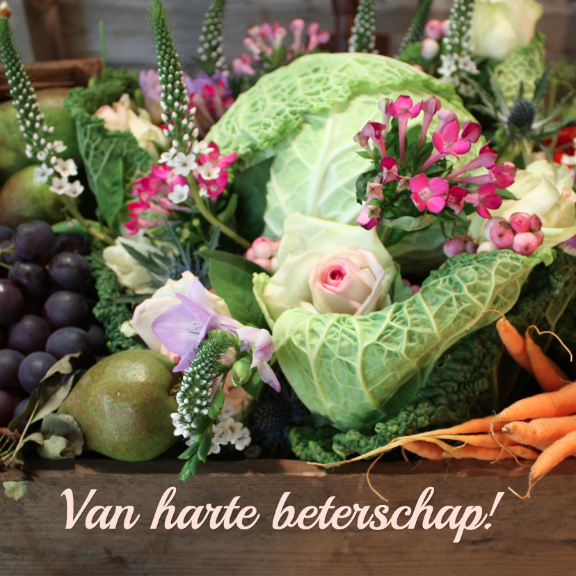 Beterschap fruit en bloemen - Beterschapskaarten Beterschapskaarten - Beterschap fruit en bloemen