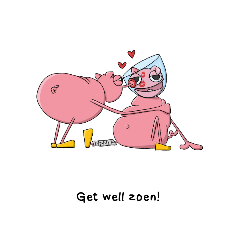 Beterschap get well zoen kaart - Beterschapskaarten Beterschapskaarten - Beterschap get well zoen kaart