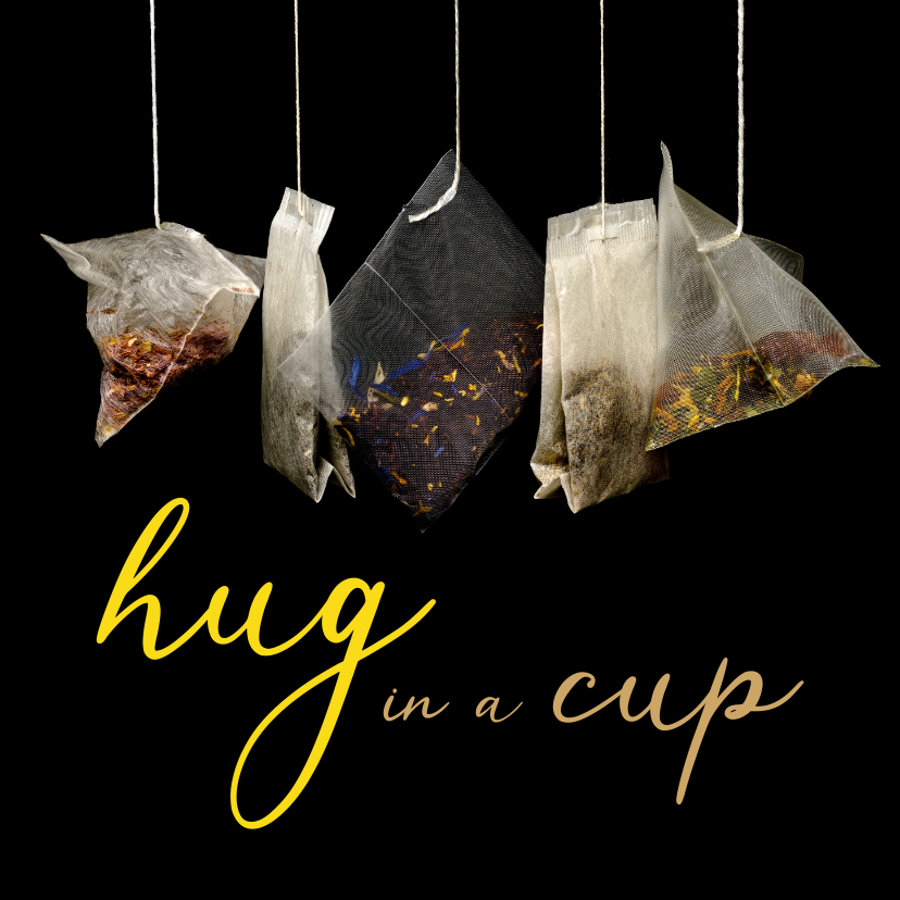 Beterschapskaarten - Beterschap hug in a cup met thee als cadeau