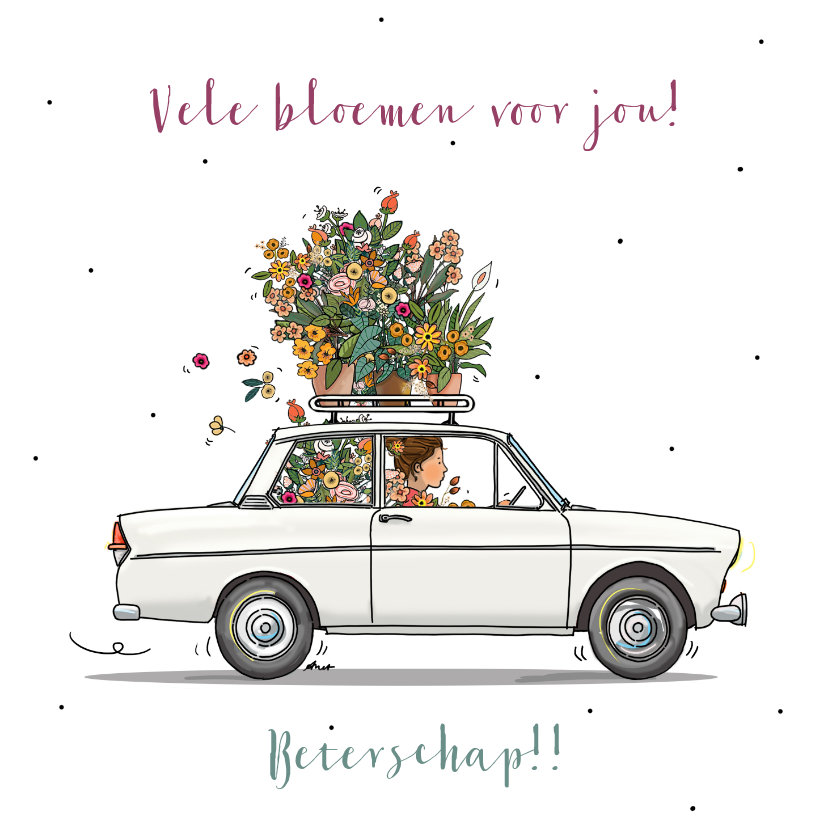 Beterschapskaarten - Beterschap wit auto