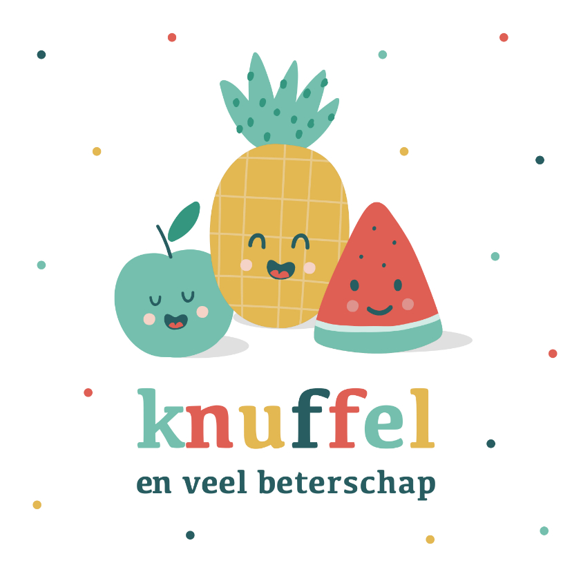 Beterschapskaarten - Beterschapkaart met schattig fruit