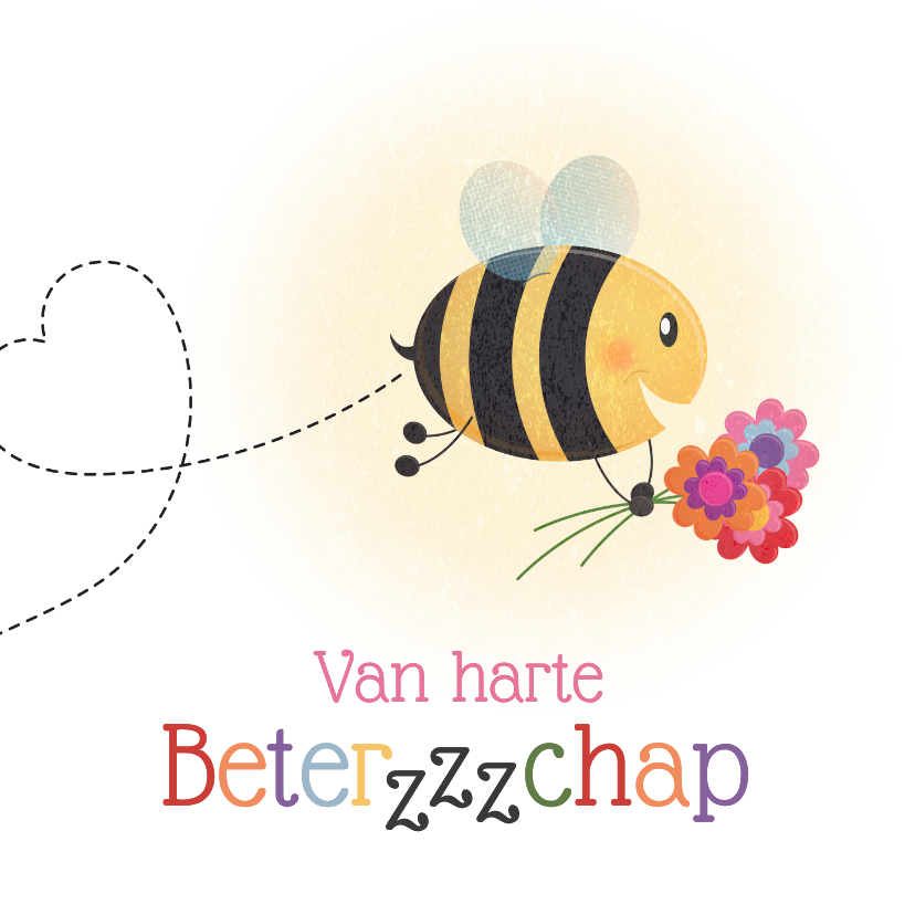 Beterschapskaarten - Beterschapskaarje van harte beterzzzchap bijtje