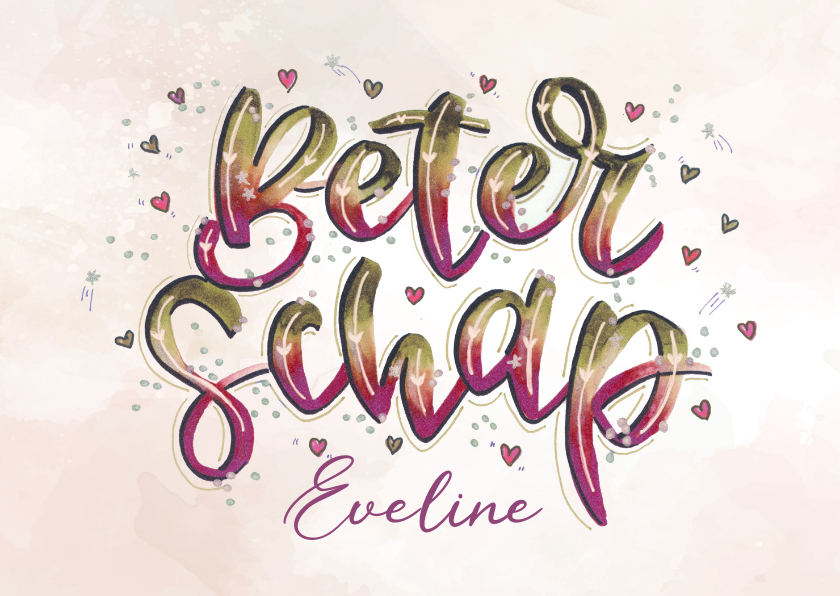 Beterschapskaart beterschap in handlettering stijl - Beterschapskaarten Beterschapskaarten - Beterschapskaart beterschap in handlettering stijl