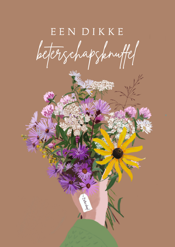 Beterschapskaart boeket paars - Beterschapskaarten Beterschapskaarten - Beterschapskaart boeket paars