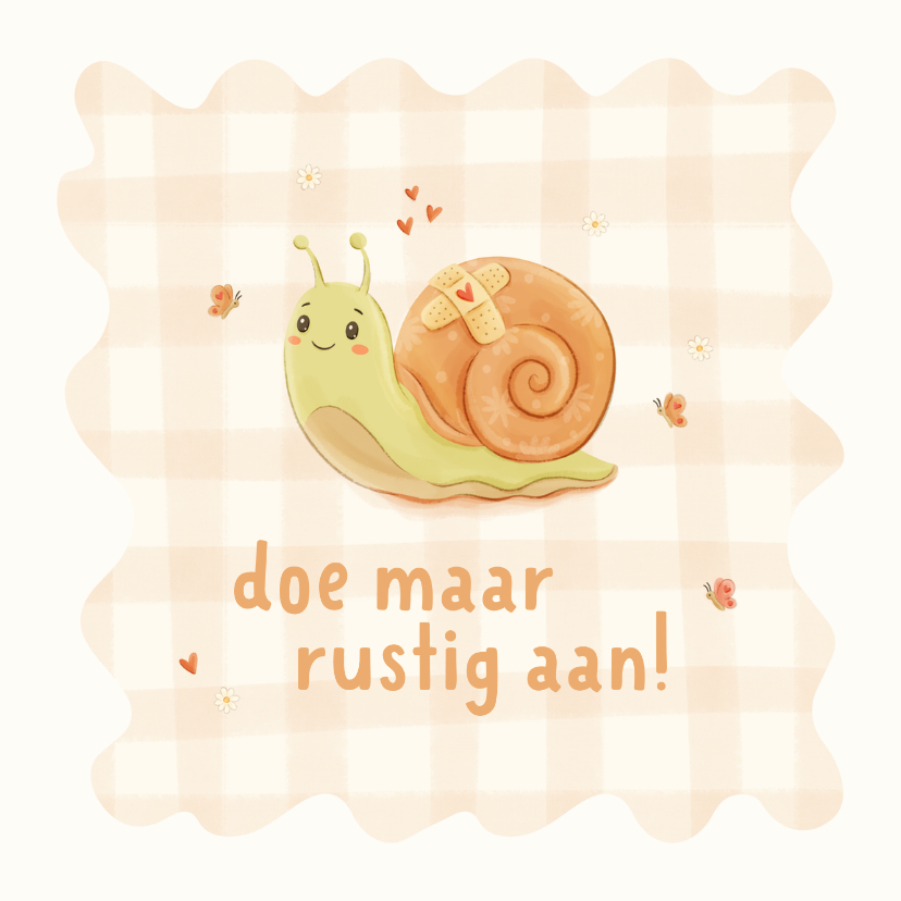 Beterschapskaarten - Beterschapskaart doe maar rustig aan met slakje