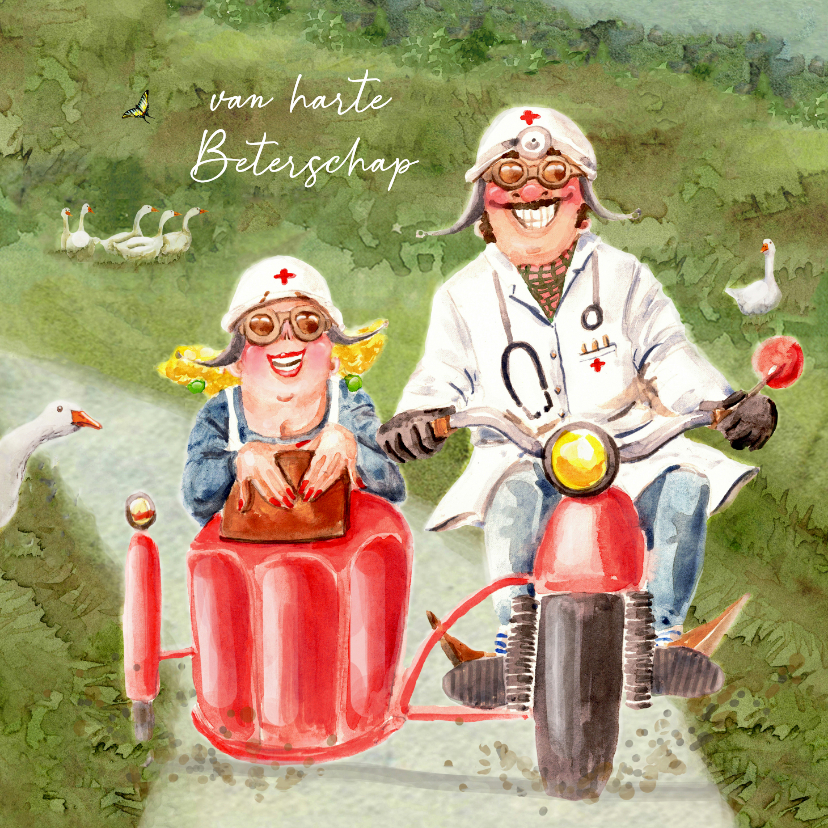 Beterschapskaarten - Beterschapskaart Dr. Bob in zijspan