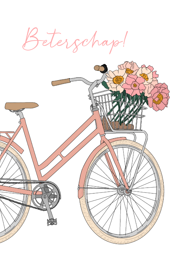 Beterschapskaarten - Beterschapskaart fiets met bloemen