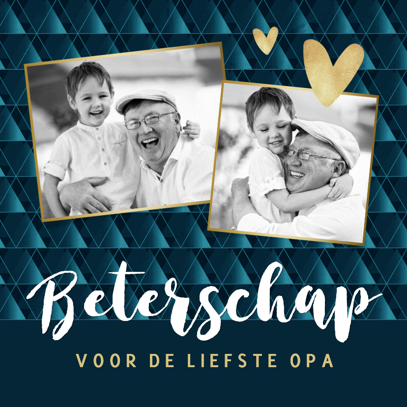 Beterschapskaart foto opa man hartjes modern patroon - Beterschapskaarten Beterschapskaarten - Beterschapskaart foto opa man hartjes modern patroon