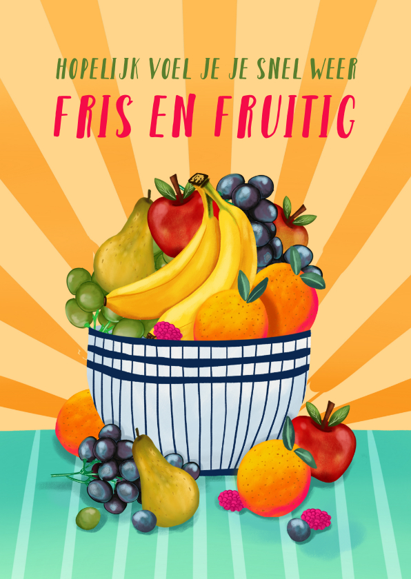 Beterschapskaarten - Beterschapskaart fruit in een schaal fris en fruitig