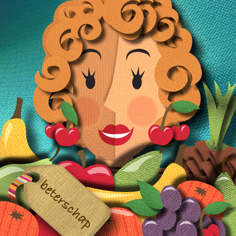 Beterschapskaart - fruitschaal - Beterschapskaarten Beterschapskaarten - Beterschapskaart - fruitschaal