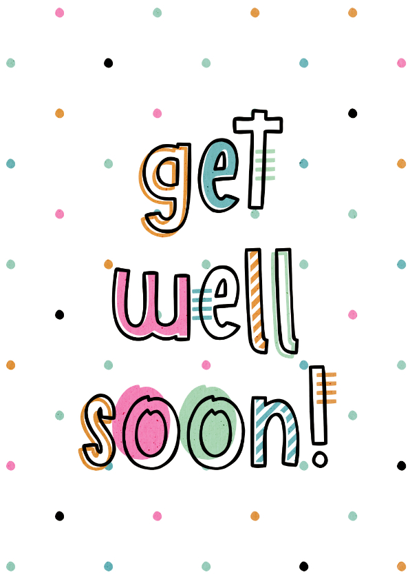 Beterschapskaarten - Beterschapskaart get well soon hip met confetti