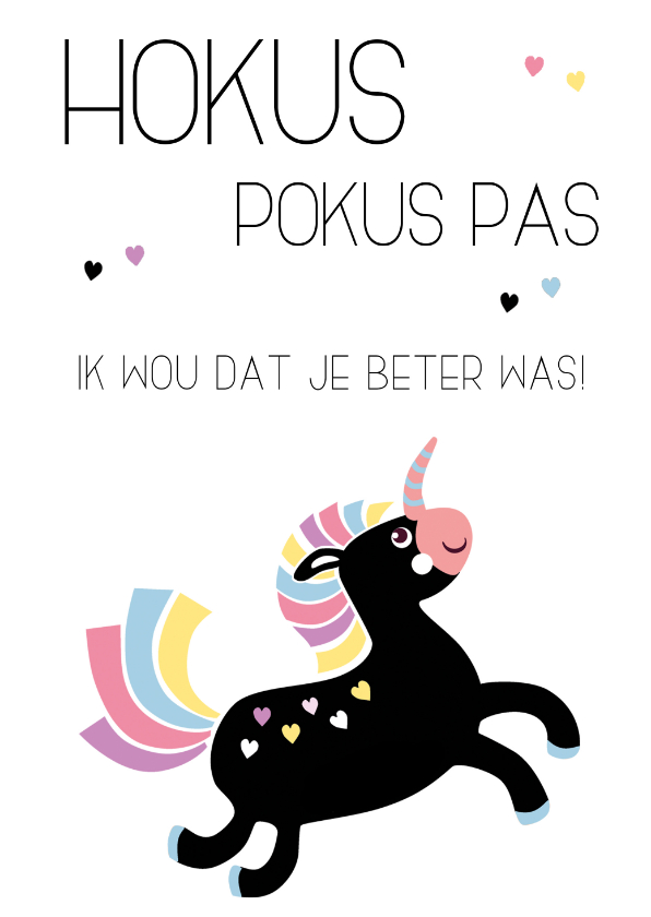 Beterschapskaart Hokus pokus pas, ik wou dat je beter was! - Beterschapskaarten Beterschapskaarten - Beterschapskaart Hokus pokus pas, ik wou dat je beter was!