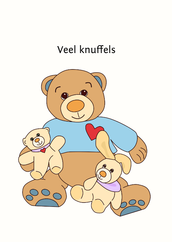 Beterschapskaarten - Beterschapskaart knuffelbeertjes met hartje op shirt