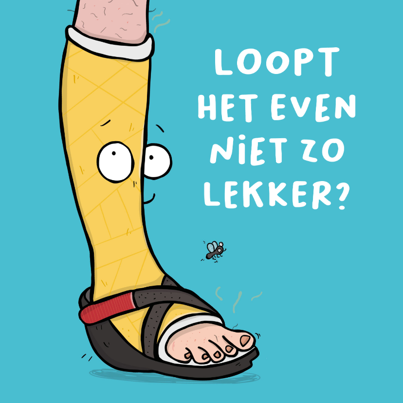 Beterschapskaarten - Beterschapskaart loopgips, loopt even niet zo lekker...