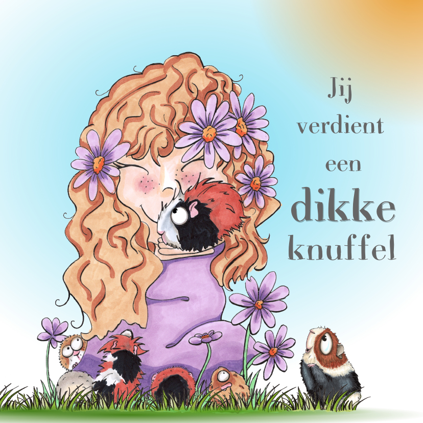 Beterschapskaart meisje met cavia's - Beterschapskaarten Beterschapskaarten - Beterschapskaart meisje met cavia's