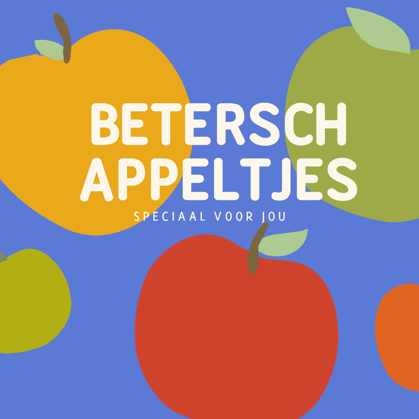 Beterschapskaart met appeltjes geel rood en groen - Beterschapskaarten Beterschapskaarten - Beterschapskaart met appeltjes geel rood en groen