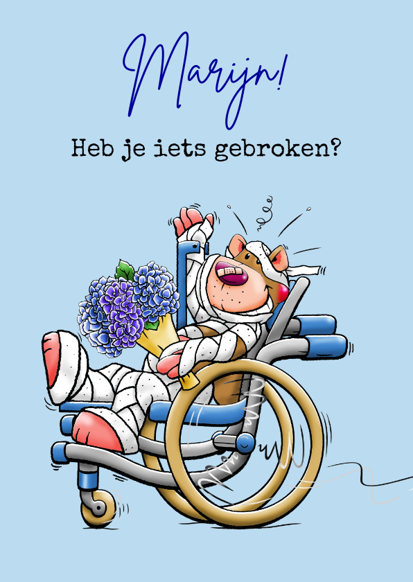 Beterschapskaart met beertje dat iets gebroken heeft - Beterschapskaarten Beterschapskaarten - Beterschapskaart met beertje dat iets gebroken heeft