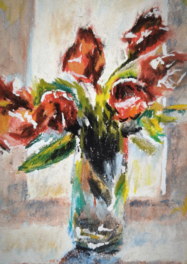 Beterschapskaarten - Beterschapskaart met bloemen in vaas