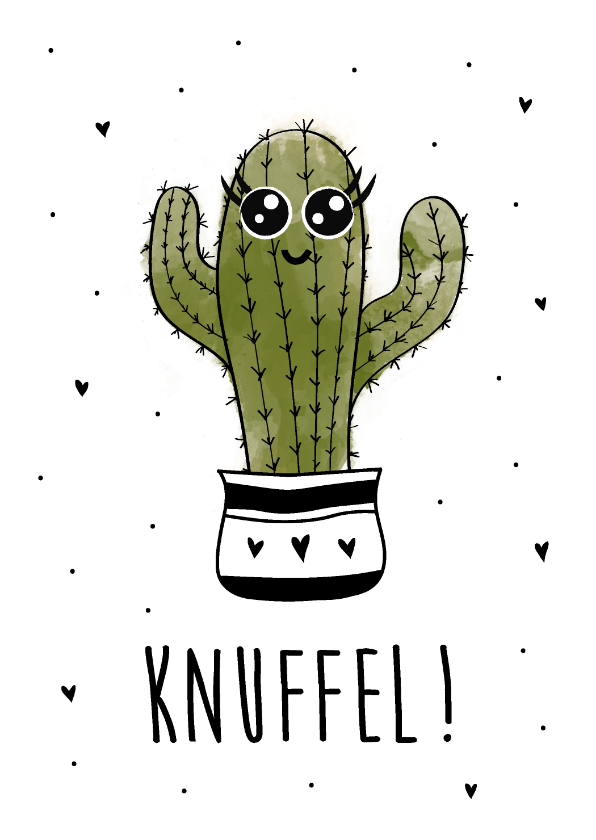 Beterschapskaarten - Beterschapskaart met een stekelige cactus met tekst knuffel!