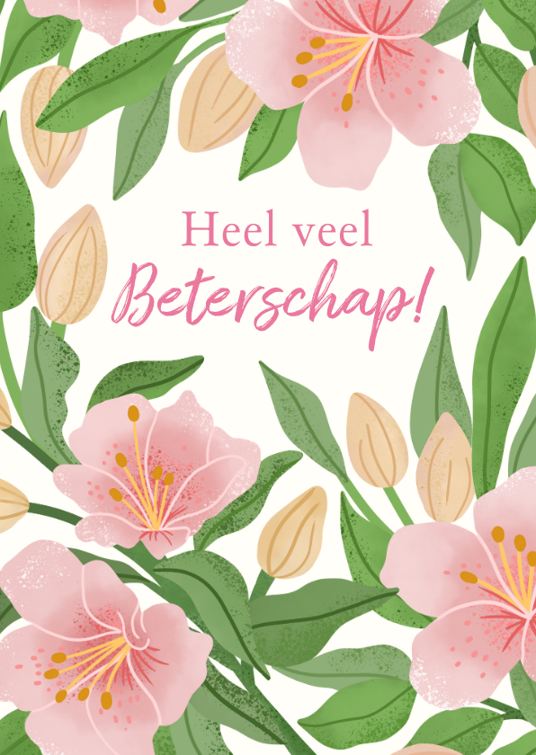 Beterschapskaarten - Beterschapskaart met klassieke bloemen