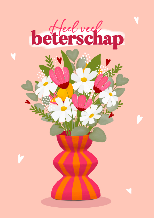 Beterschapskaarten - Beterschapskaart met mooie, moderne bos bloemen 