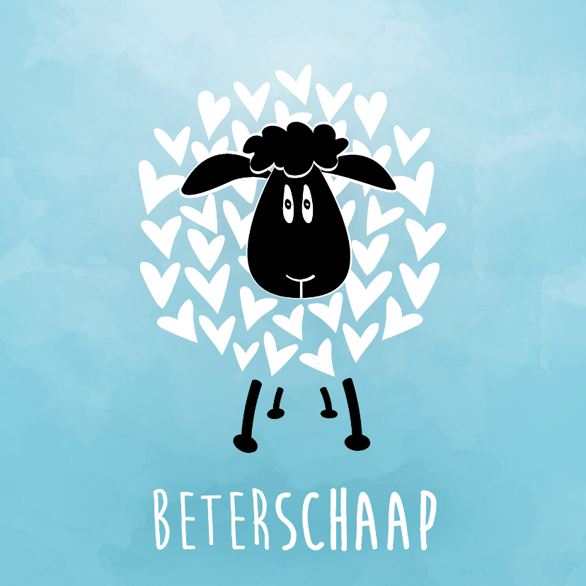 Beterschapskaarten - Beterschapskaart met schaap beterschaap