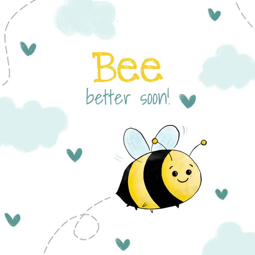 Beterschapskaarten - Beterschapskaart met schattig bijtje bee better soon