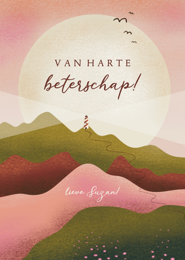 Beterschapskaarten - Beterschapskaart met vuurtoren in landschap