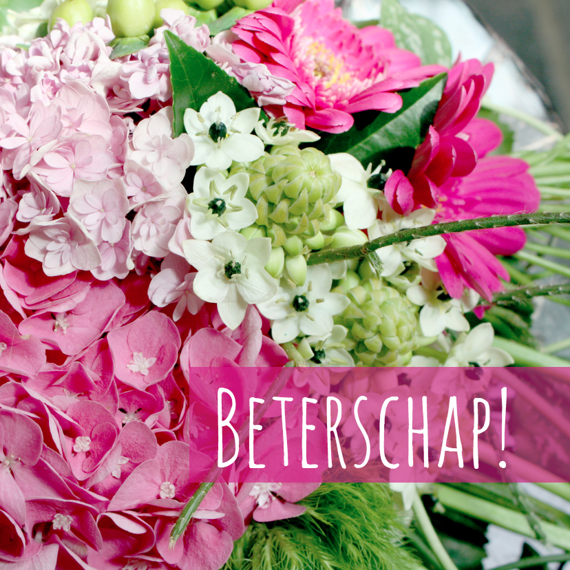 Beterschapskaart roze&wit - Beterschapskaarten Beterschapskaarten - Beterschapskaart roze&wit