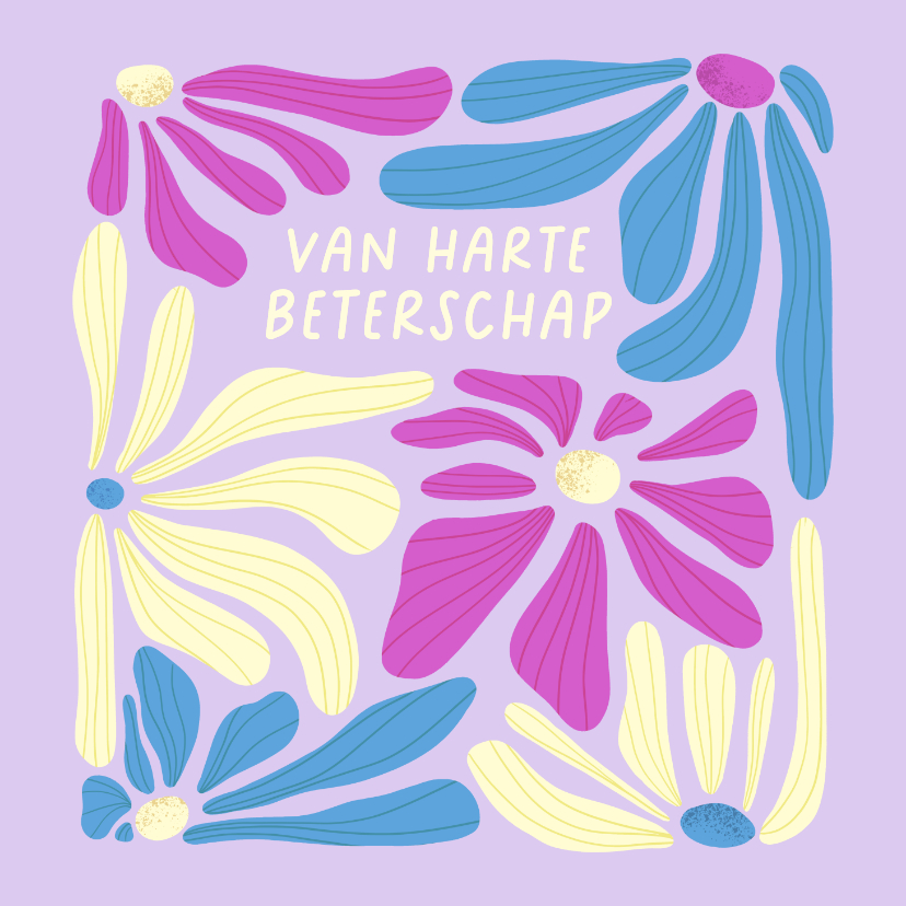 Beterschapskaarten - Beterschapskaart van harte beterschap met bloemen