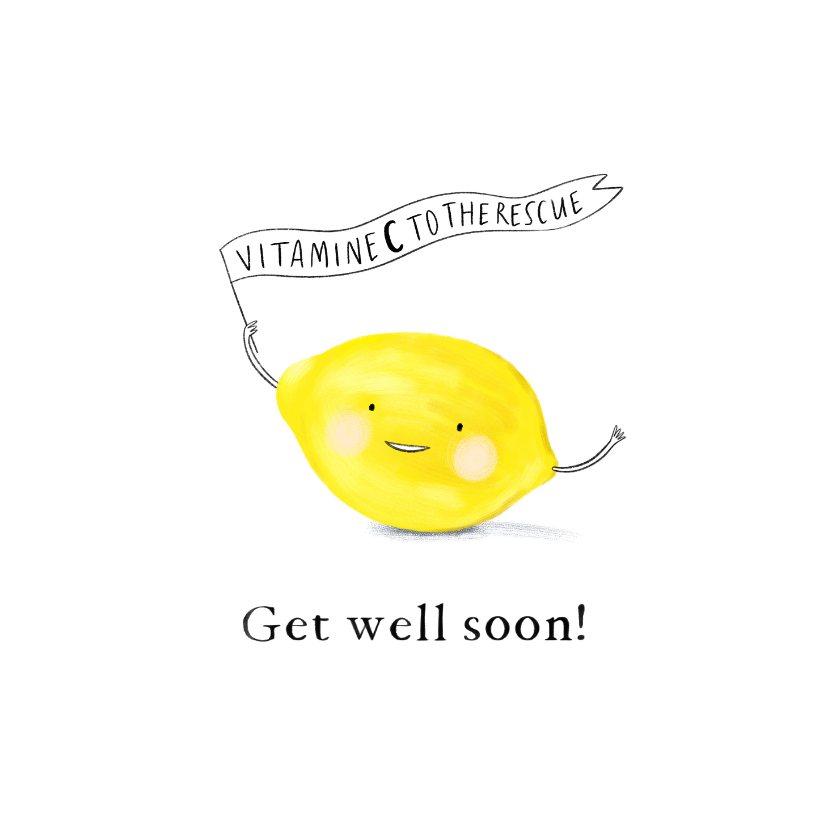Beterschapskaarten - Beterschapskaart 'Vitamine C to the rescue' met citroen