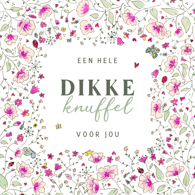 Beterschapskaart vrolijk kader van roze bloemen - Beterschapskaarten Beterschapskaarten - Beterschapskaart vrolijk kader van roze bloemen